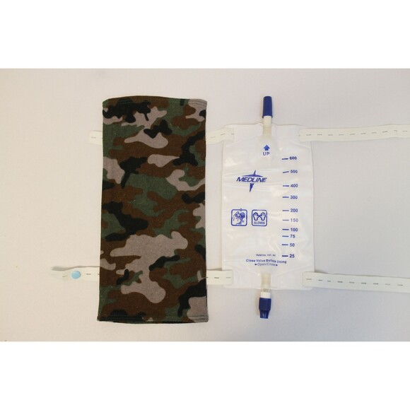 Camouflage Flannel 500mL - 600mL Medline Rusch UroSafe Leg Bag Cover - Picture 1 of 6